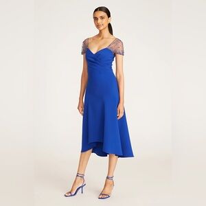 NWT Theia Anette High Low Embellished Formal Cocktail Dress Azure  | Sz 12